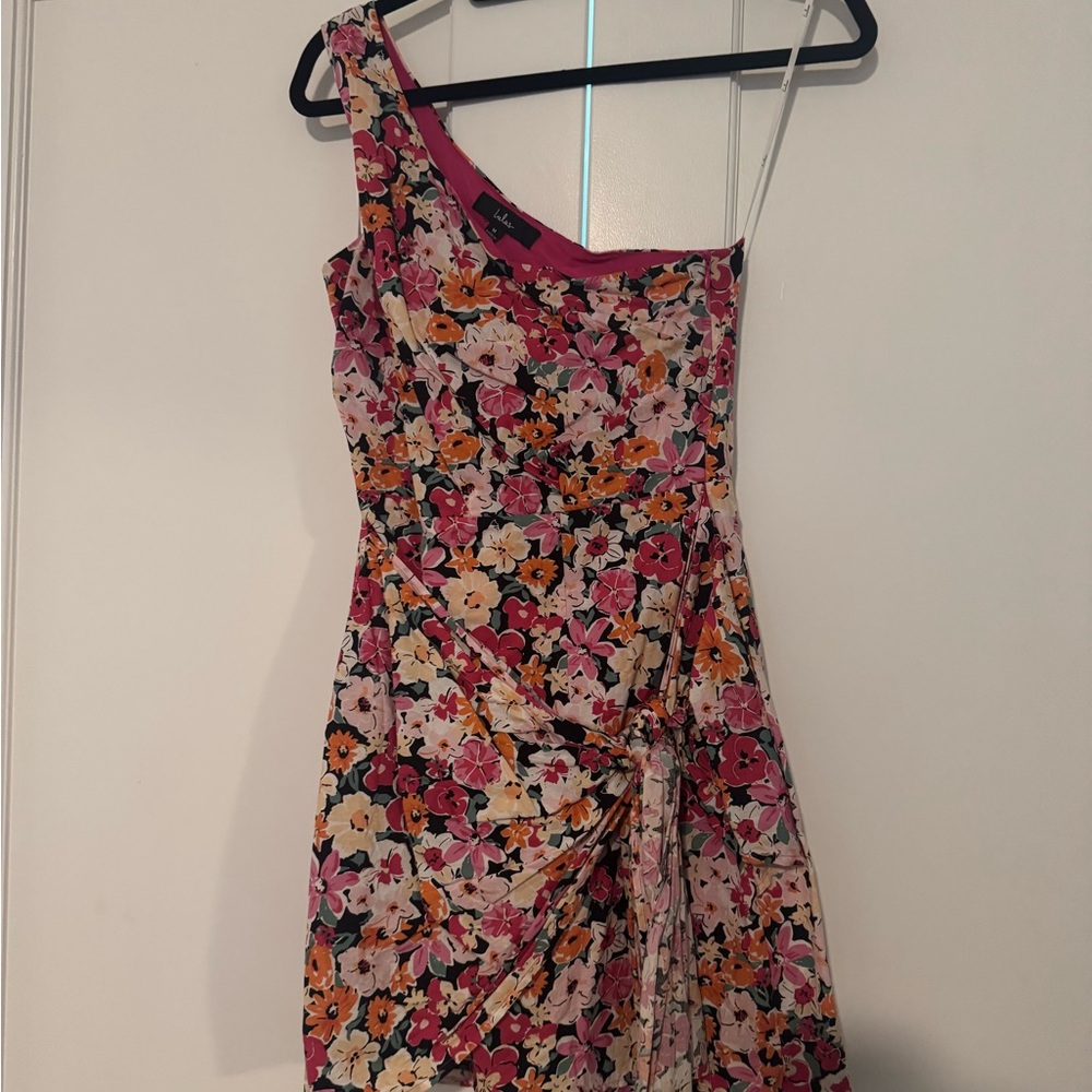 Lulu's Floral Asymmetrical Dress - Pink and Orange
